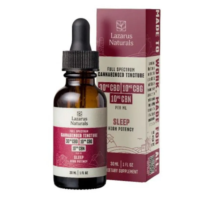 Lazarus Naturals - CBD Tincture - CBD:CBG:CBN Sleep Oil - 30mg:10mg:10mg (30mL)