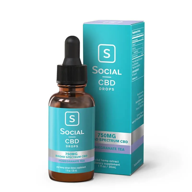 Broad Spectrum CBD Oil Tincture - Pomegranate Tea - Social CBD