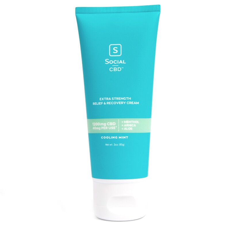Social - CBD Topical - Extra Strength Muscle Relief & Recovery Cream - Cooling Mint - 1200mg