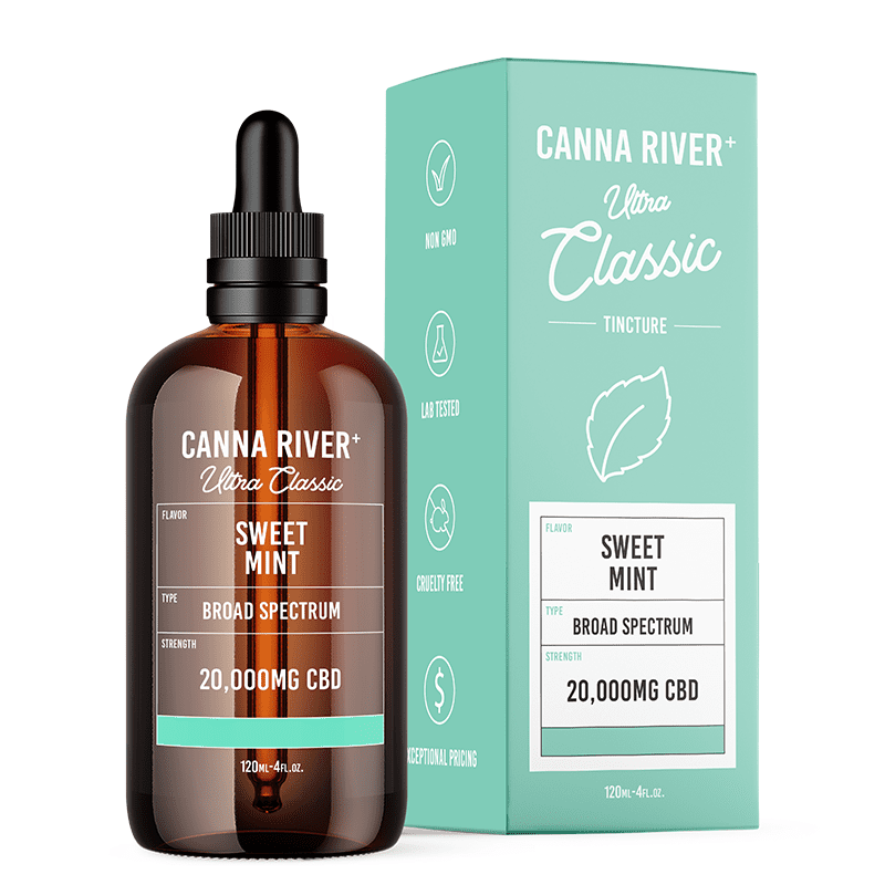 Canna River - CBD Oil - Broad Spectrum Ultra Classic Tincture - Sweet Mint - 20000mg