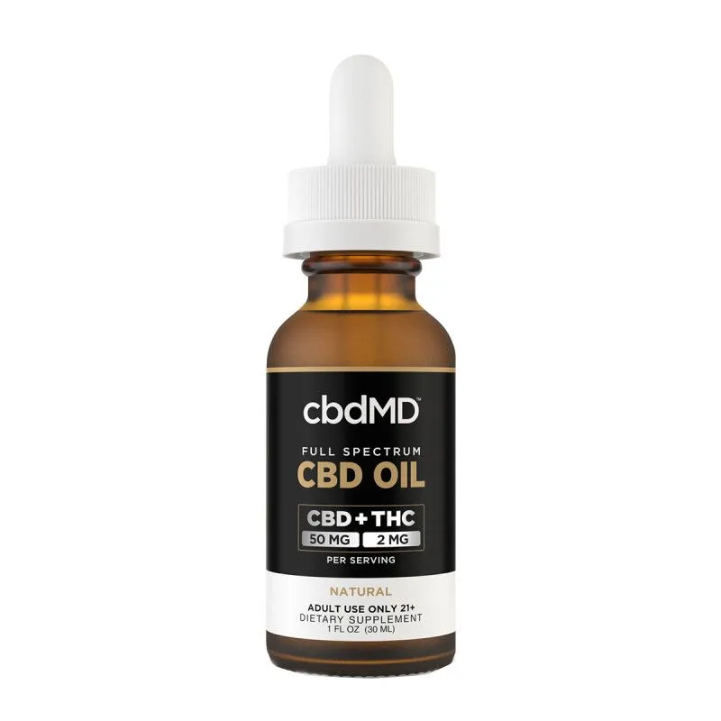 cbdMD - CBD Oil - CBD:THC Full Spectrum Tincture - Natural - 1500mg