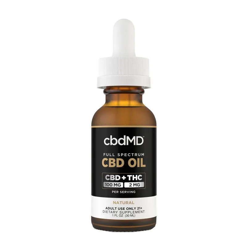 cbdMD - CBD Oil - CBD:THC Full Spectrum Tincture - Natural - 3000mg