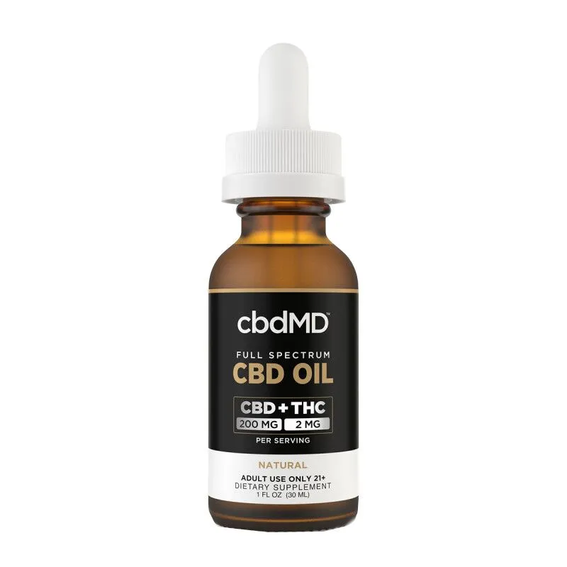 cbdMD - CBD Oil - CBD:THC Full Spectrum Tincture - Natural - 6000mg