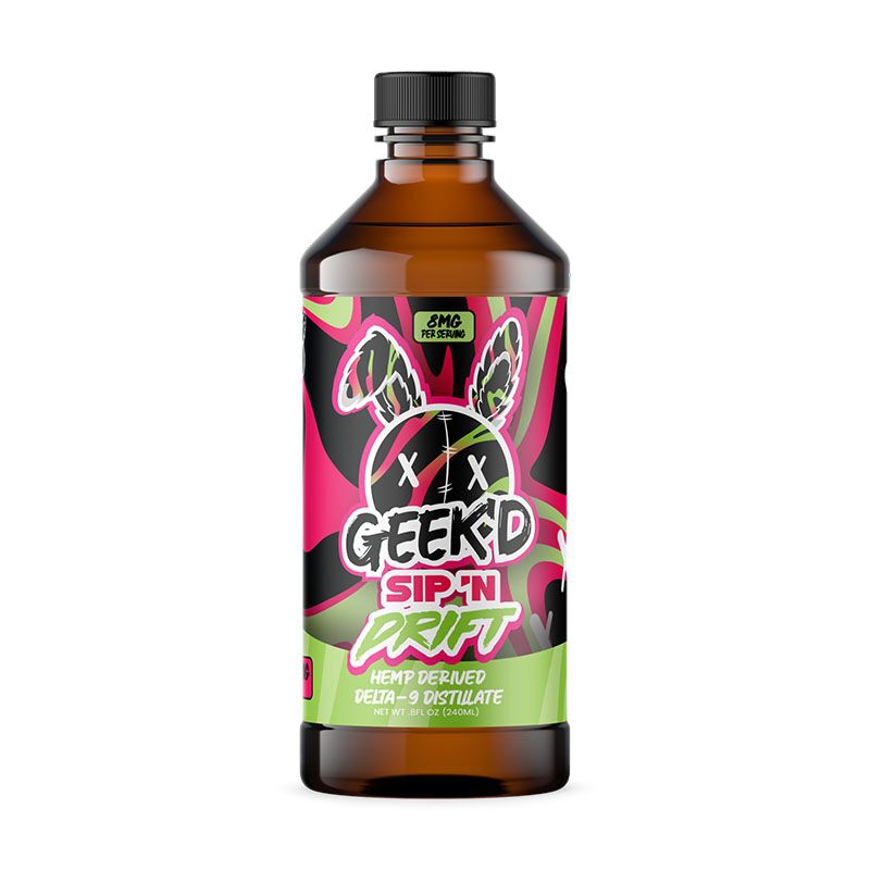 Delta 9 Distillate Syrup - Sip 'N Drift Strawberry Kiwi - 800mg - By Geek'd