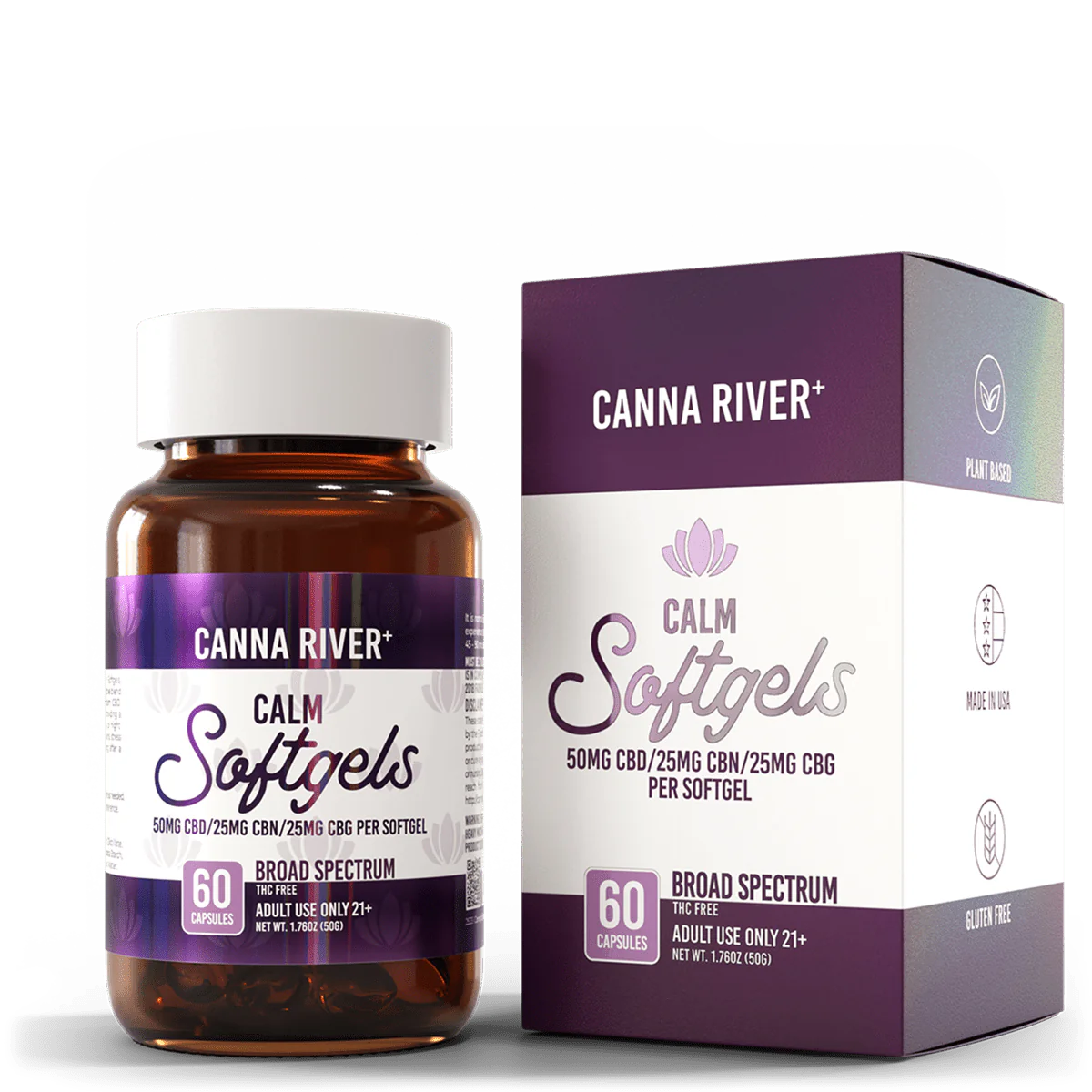 Canna River Broad Spectrum THC Free CBD Calm Softgels 60ct