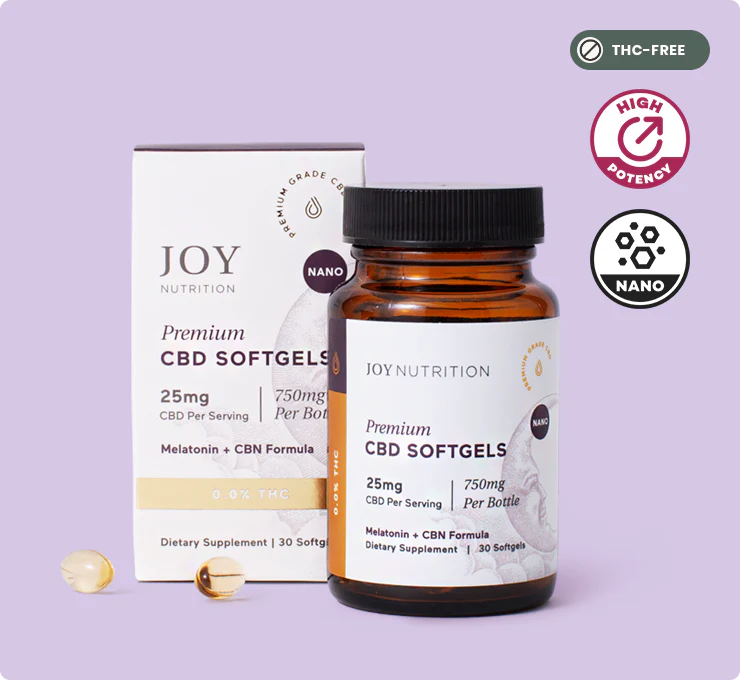 Joy Organics Broad Spectrum CBD Softgels with Melatonin & CBN for Sleep 25mg