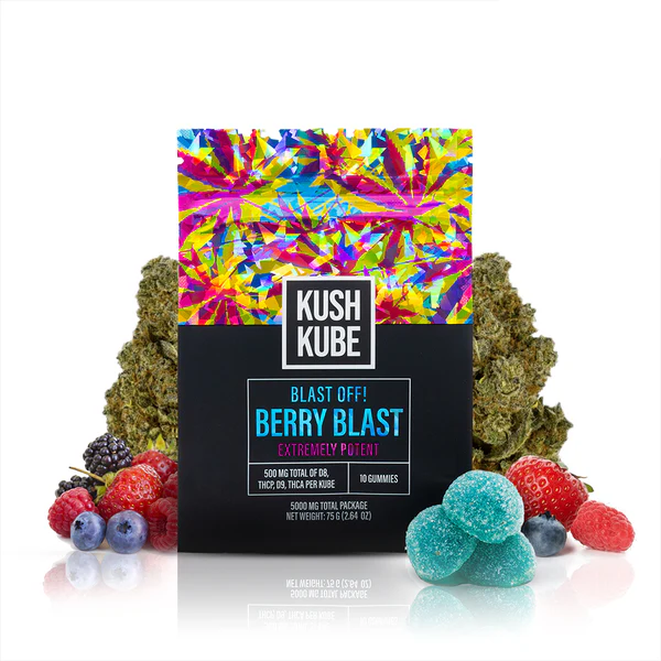 Kush Kube Full Spectrum CBD Delta 9 THC Gummies Berry Blast 5000mg