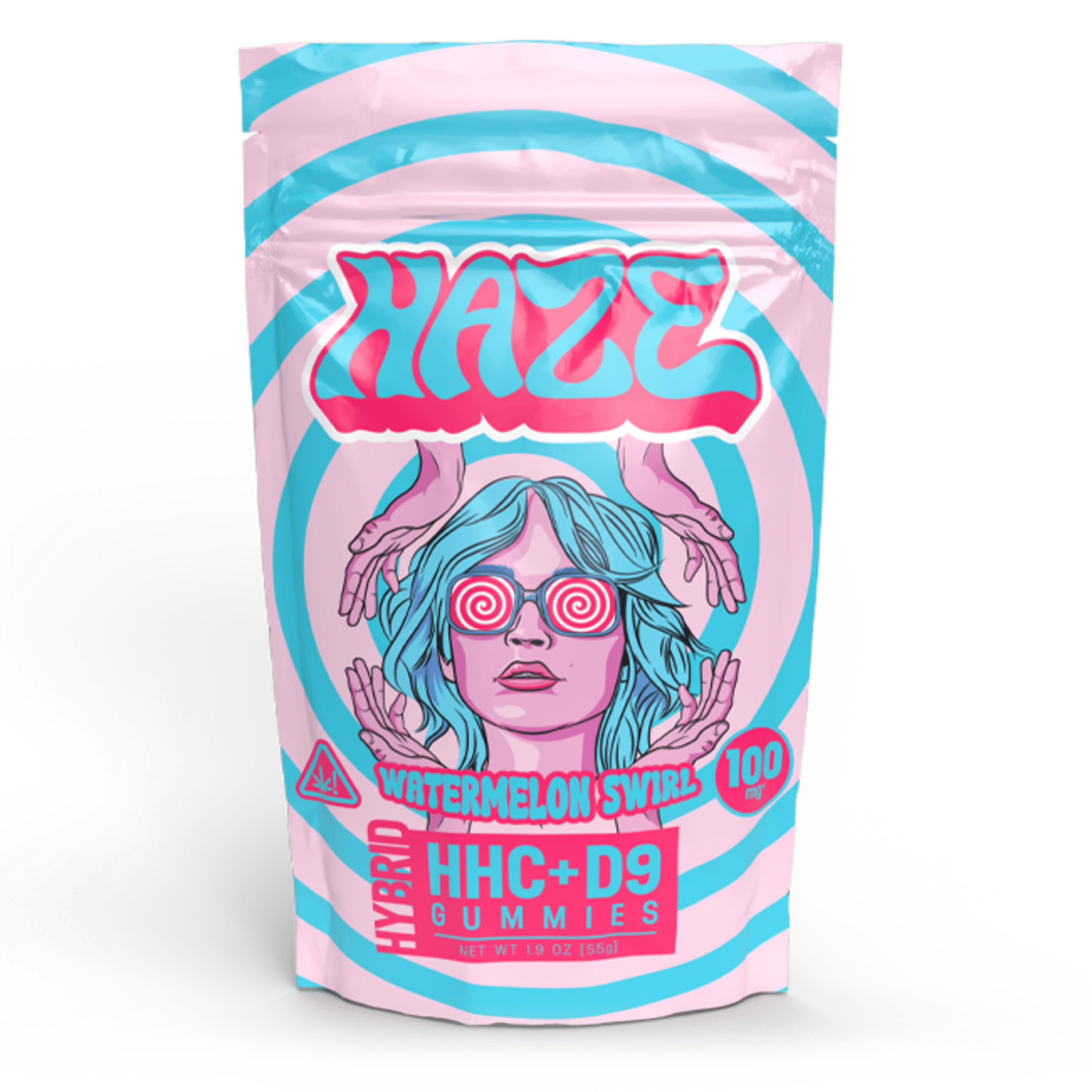 Haze HHC+D9 Gummies 100mg – Watermelon Swirl (Hybrid) 8CT
