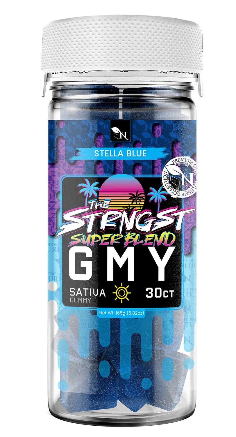 AGFN GMY THC Gummies Stella Blue Sativa 6000mg jar with super blend Delta 8 Delta 9 HHC THCP live resin