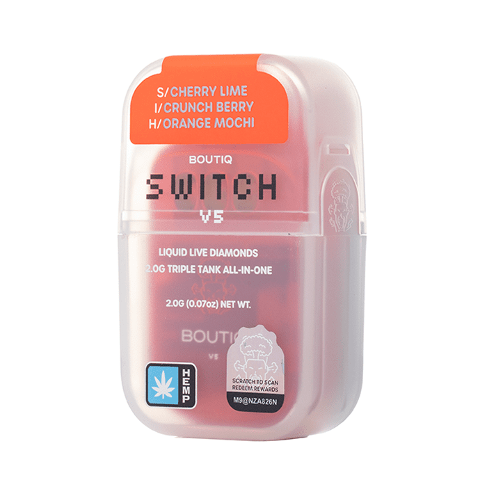 Boutiq SWITCH V5 THCA Disposable 2G Cherry Lime Crunch Berry Orange Mochi