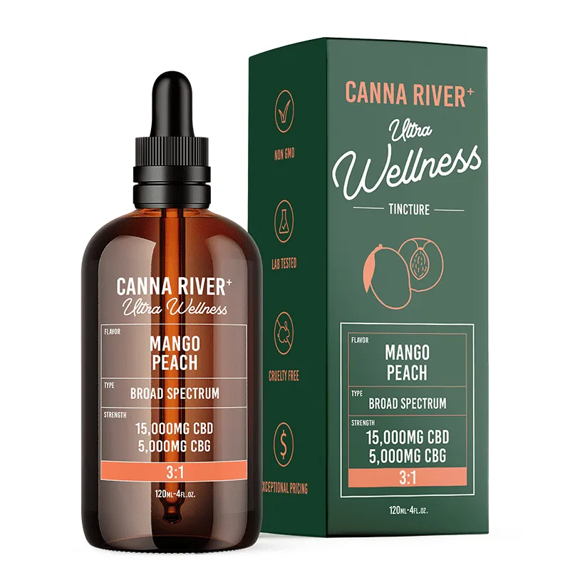 Canna River - CBD Oil - Broad Spectrum Ultra Wellness Tincture - Mangao Peach - 20000mg