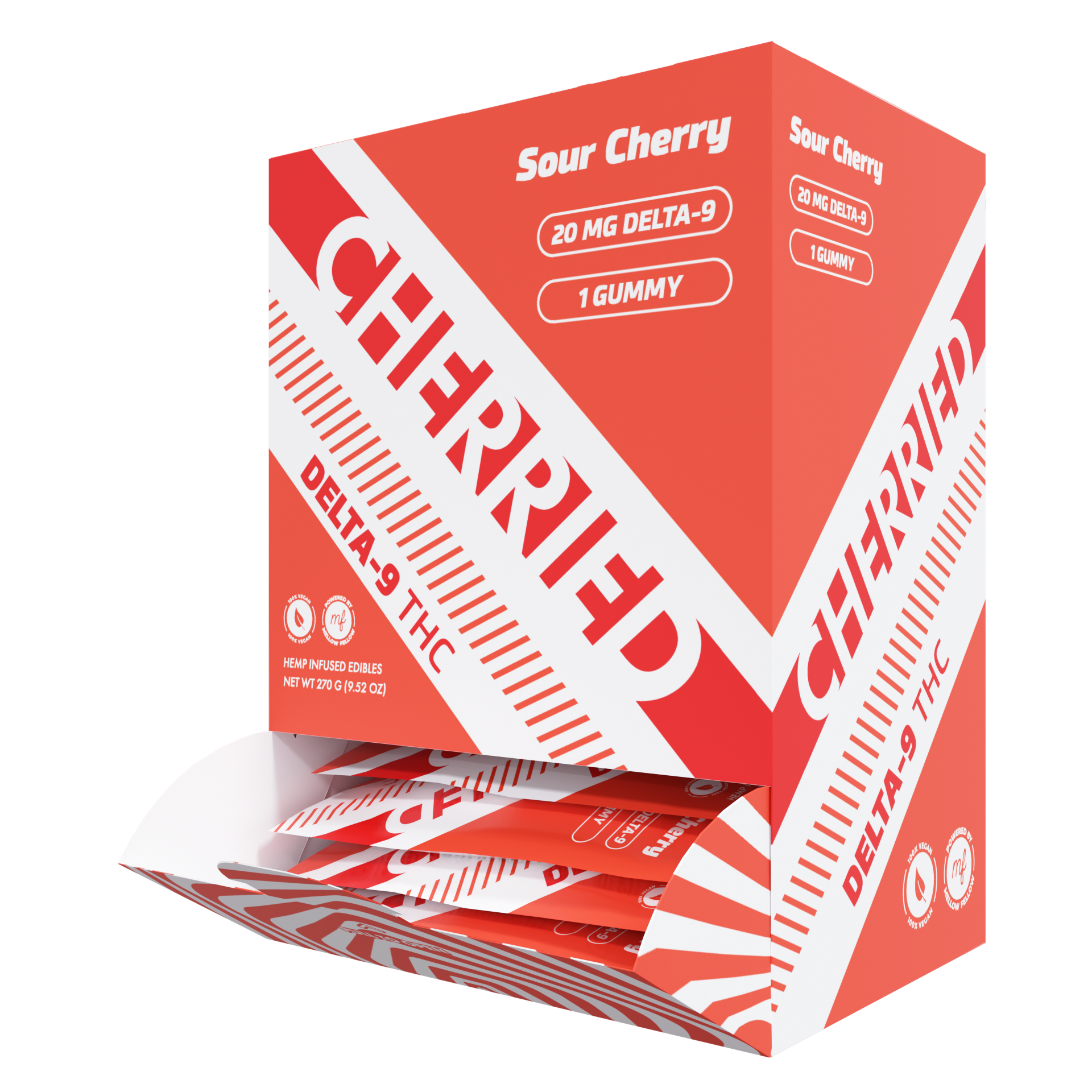 Cherried 1pc Edibles 20mg Delta 9 + THC + Gummies Sour Cherry