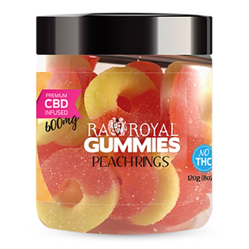 RA Royal CBD - CBD Edible - Peach Ring Gummies - 600mg