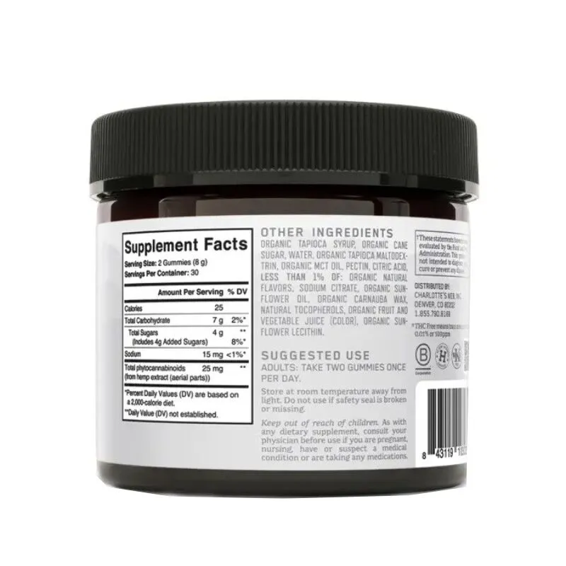 Charlottes Web - CBD Edible - THC Free Gummies - Mango Peach - 25mg