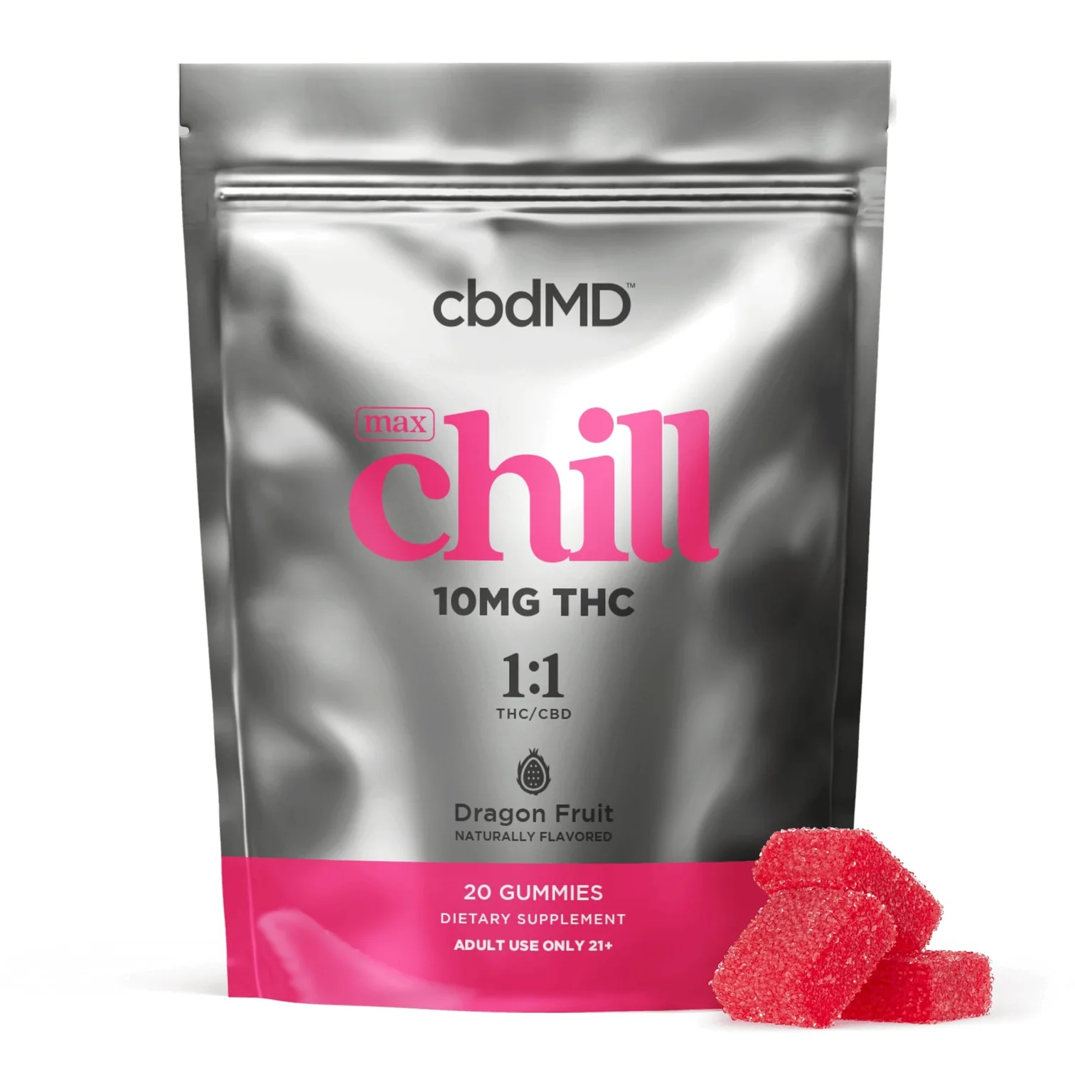 cbdMD Delta 9 THC Chill Gummies - 20ct Dragon Fruit