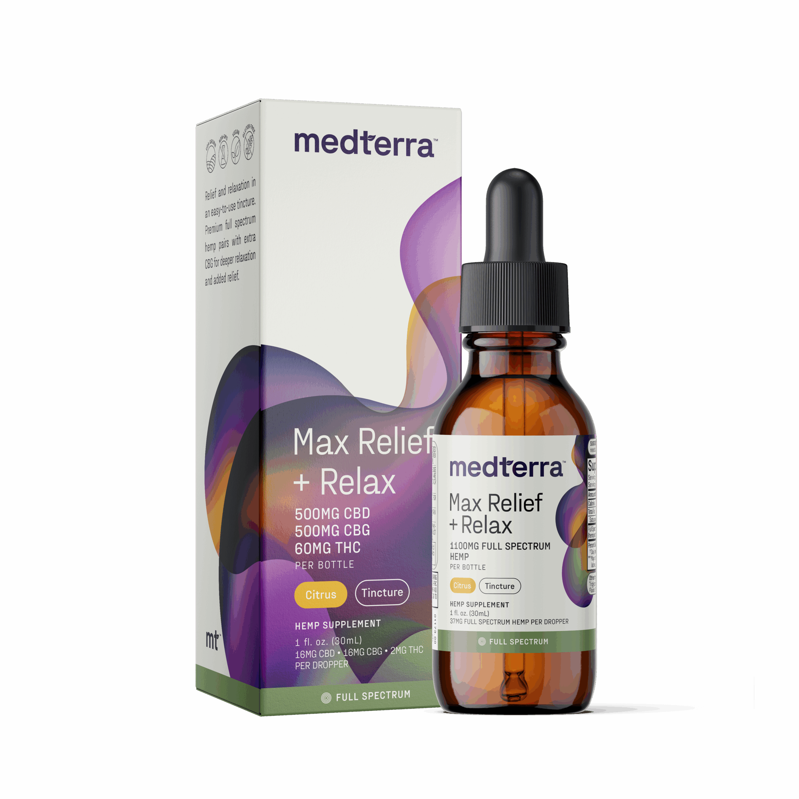 Medterra CBG+CBD Max Relief + Relax Oil Tincture