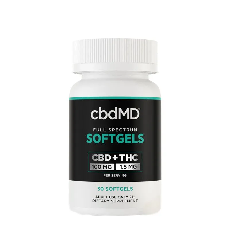 THC Oil - Full Spectrum CBD Softgel Capsules + THC - 3000mg - By cbdMD
