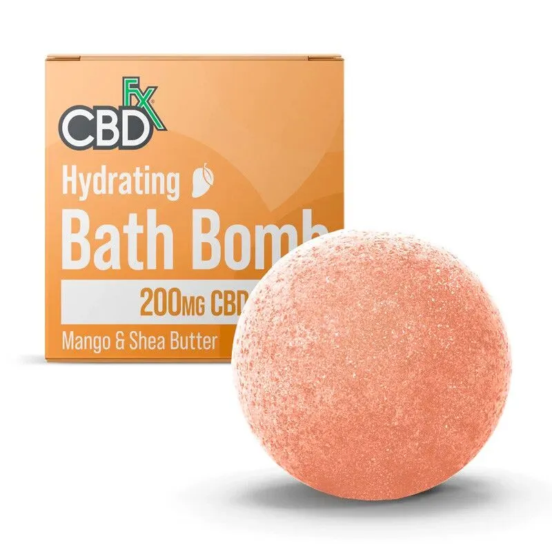 CBDfx Hydrating CBD Bath Bomb – Broad Spectrum CBD – Mango & Shea Butter – 200mg