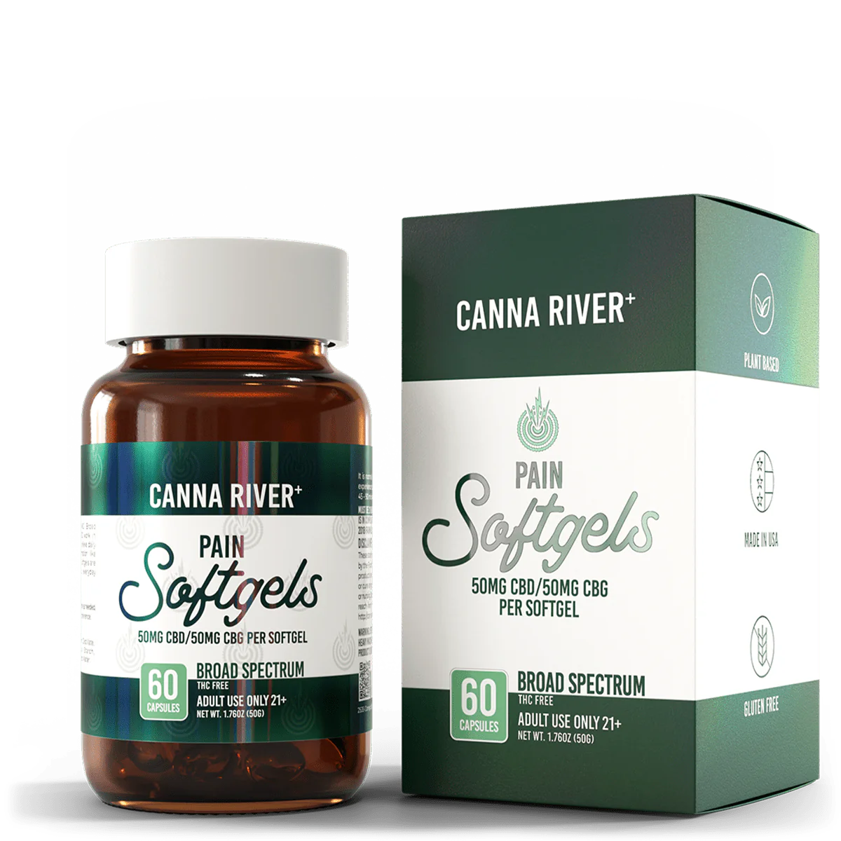 Canna River Broad Spectrum THC Free CBD Pain Softgels 60ct