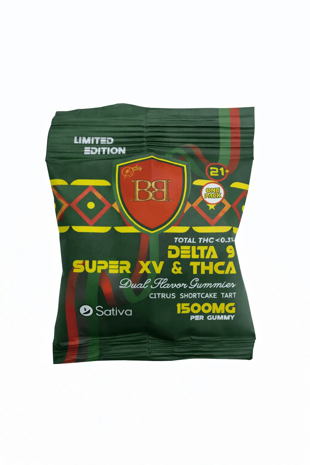 bud buddy thca delta 9 super xv gummy citrus shortcake tart dual flavor 1500mg 1ct