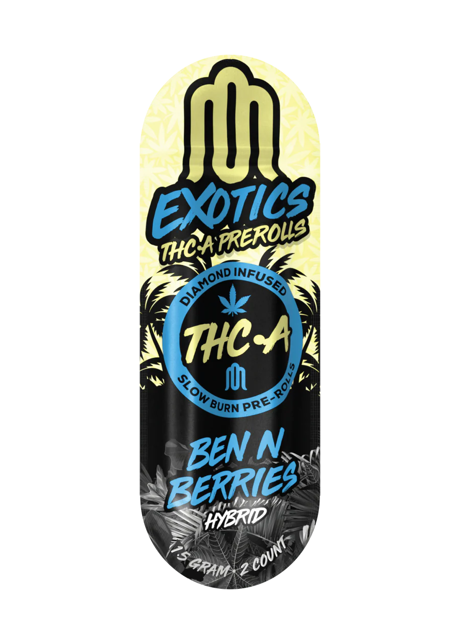 Exotics THCA Diamond Infused Pre-Rolls Ben N’ Berries Hybrid 1.5g 2-Count