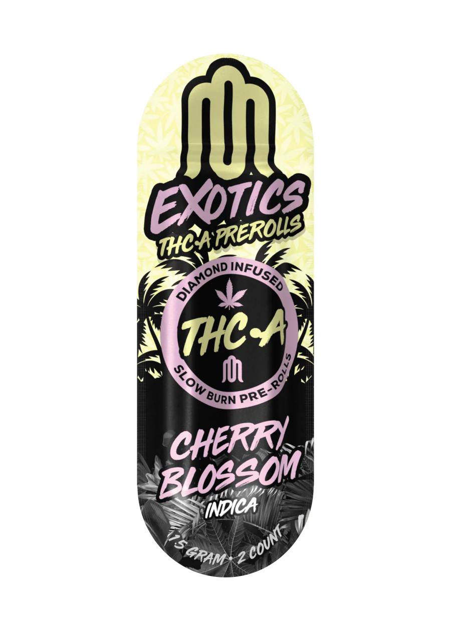 Exotics THCA Diamond Infused Pre-Rolls Cherry Blossom Indica 1.5g 2-Count