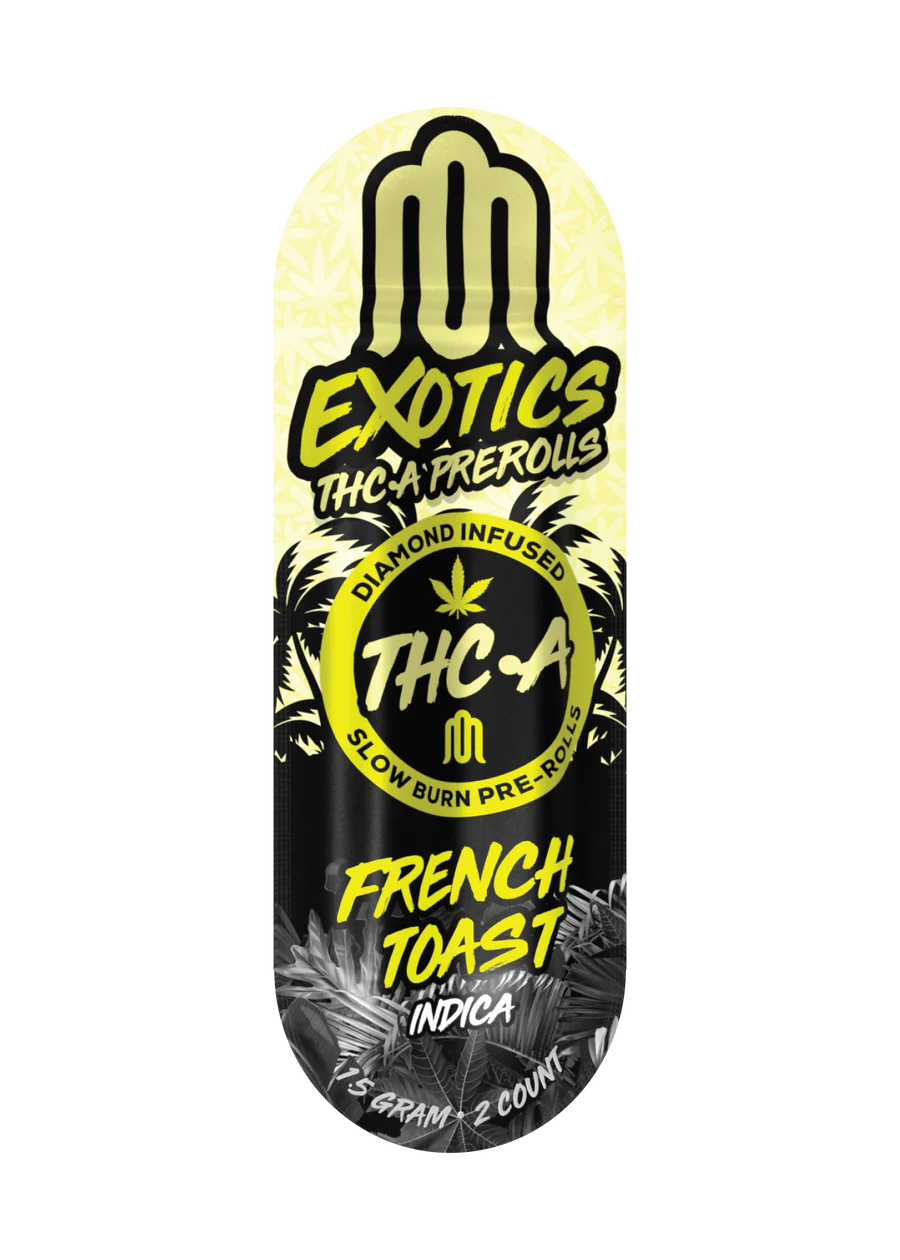 Exotics THCA Diamond Infused Pre-Rolls French Toast Indica 1.5g 2-Count