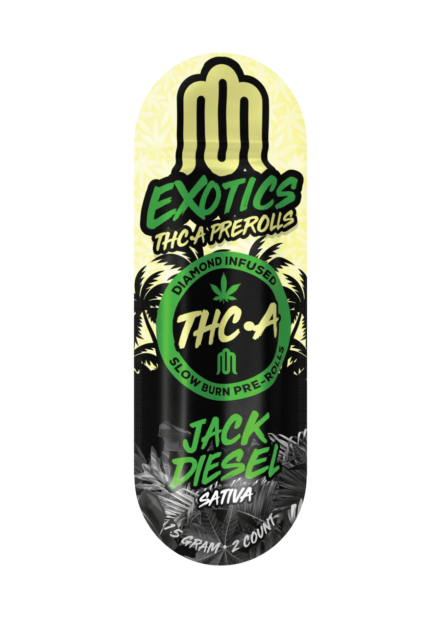 Exotics THCA Diamond Infused Pre-Rolls Jack Diesel Sativa 1.5g 2-Count