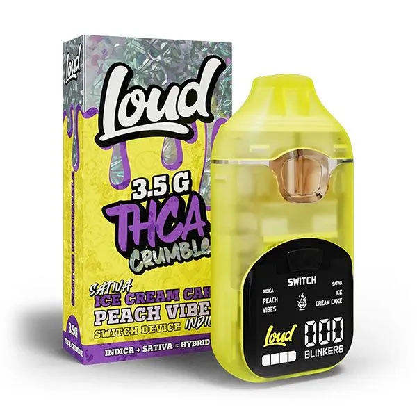 loud-thca-crumble-3.5g-disposable-ice-cream-cake-peach-vibes