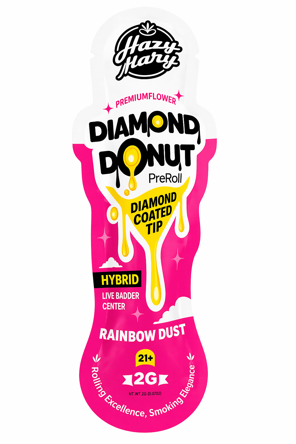 hazymary-diamond-donut-preroll-tchp-rainbow-dust-2g