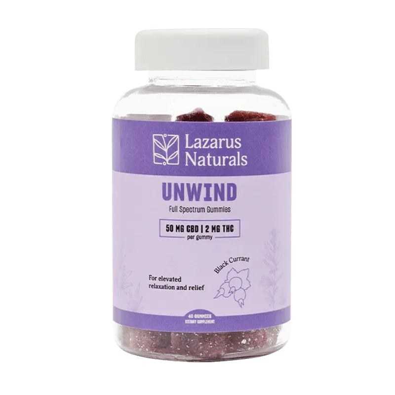 Lazarus Naturals - CBD Gummies + THC - Unwind Black Currant - 40 Count