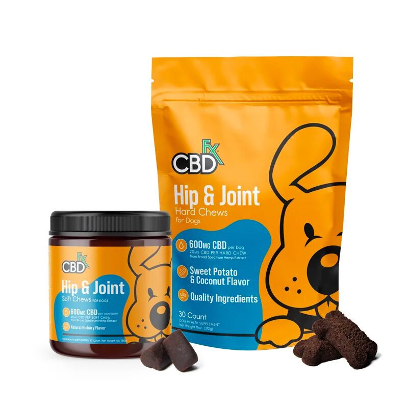 CBDfx Pet Treats for Dogs – Hip & Joint Support – Broad Spectrum CBD – 600mg – 30 Count