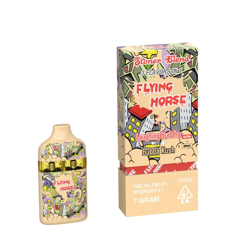 Flying Horse Stoner Blend Disposable 7g THCA THCP Hydroxy 11 Laughing Buddha Bubba Kush