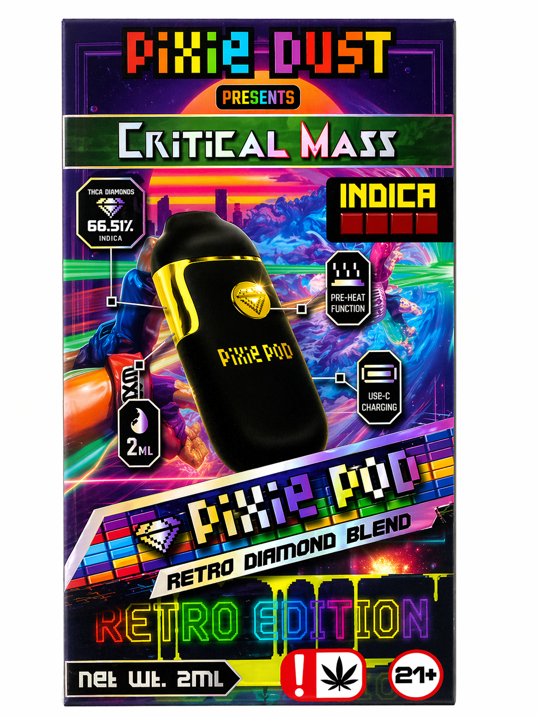 Pixie Dust - Disposable Vape - THC-A - critical-mass-indica - 2ML