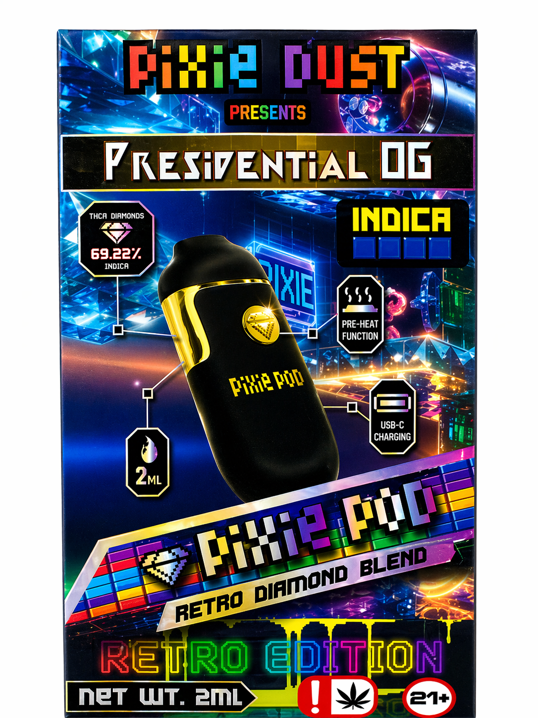 Pixie Dust - Disposable Vape - THC-A - presidential-og- indica - 2ML