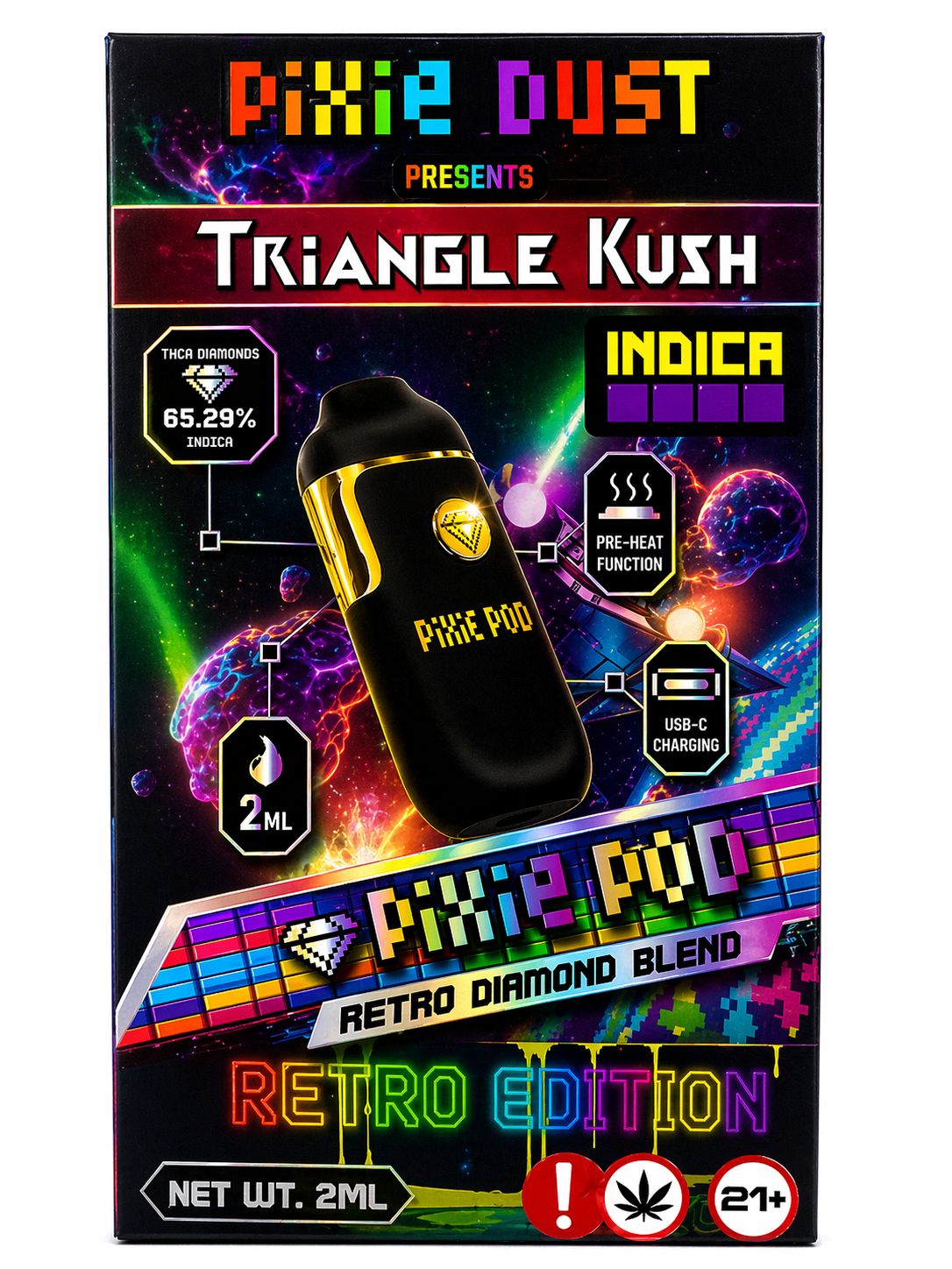 Pixie Dust - Disposable Vape - THC-A - triangle-kush- indica - 2ML