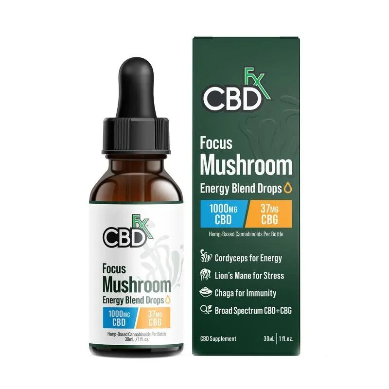 CBDfx - CBD Tincture - Focus Mushroom CBD:CBG Energy Blend Drops - 1000mg