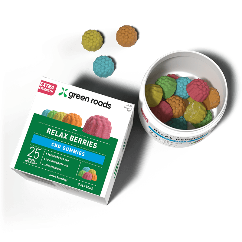 Extra Strength CBD Gummies - Relax Berries - Green Roads OPEN