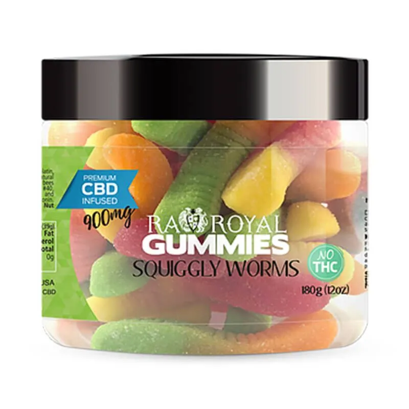 RA Royal CBD - CBD Edible - Squiggly Worms Gummies - 900mg