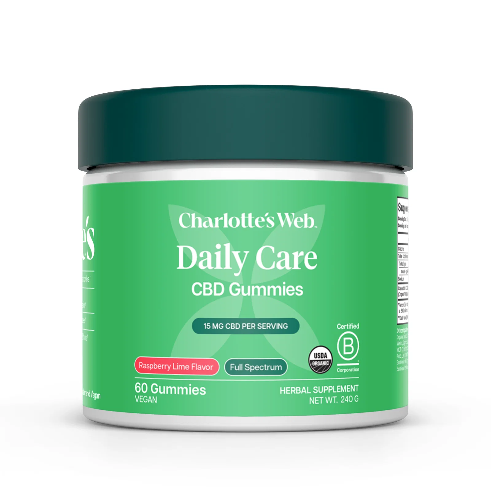 Charlotte’s Web Full Spectrum CBD Daily Care Gummies Raspberry Lime 60 Count