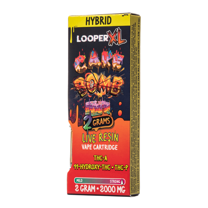 Looper XL Live Resin Vape Cartridge 2G 2000mg THCA THCP Cake Bomb Hybrid