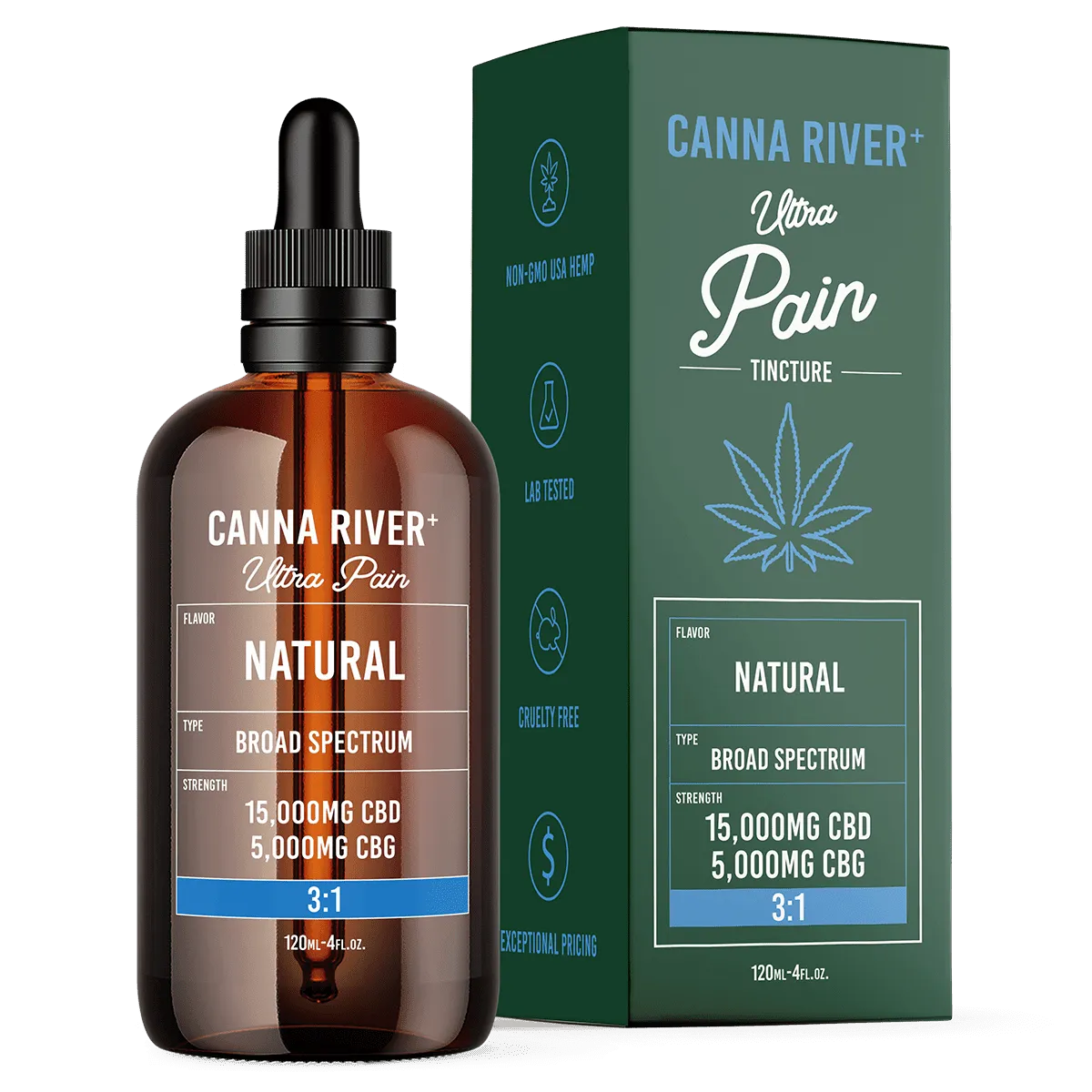 Canna River Ultra Pain CBD Oil Tincture with CBG Natural