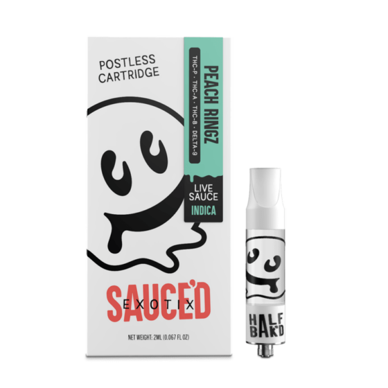Half Bak’d Sauced Exotix 2g Live Resin Cartridge - Peach Ringz (Indica)