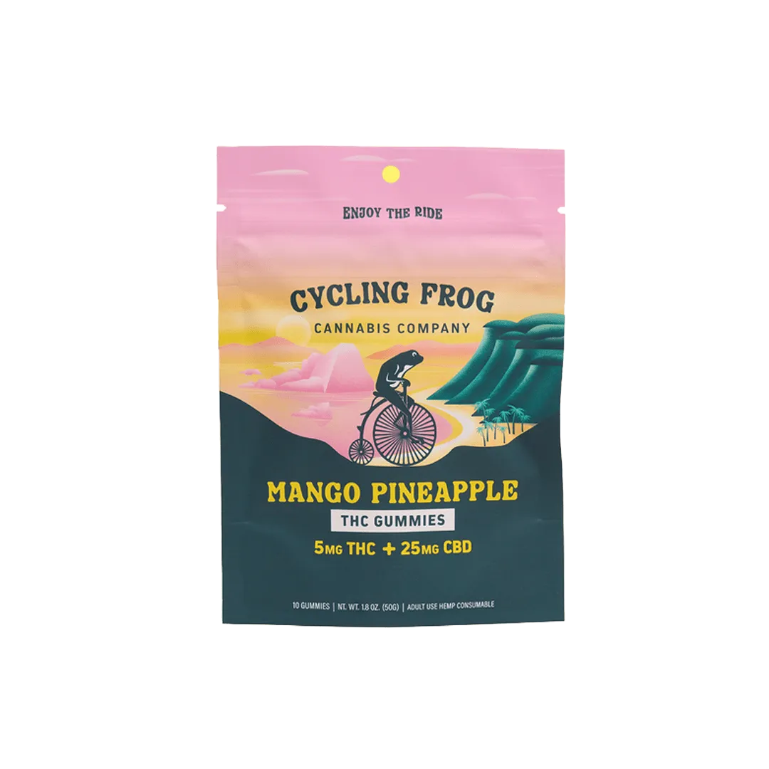 Cycling Frog Gummies 5MG THC25MG CBD 10 count Mango Pineapple
