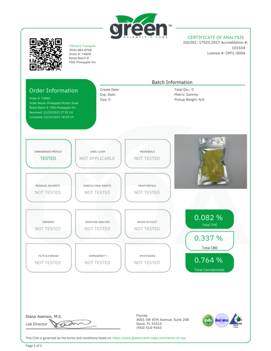 Tillman Tranquils CBD:CBG:THC Gummies Pineapple - Image 3