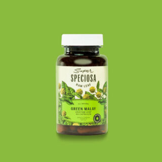 Super Speciosa Green Malay kratom capsule bottle. Buy Premium kratom pills online today
