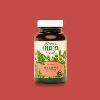 Super Speciosa Red Borneo kratom capsule bottle. Buy Premium kratom pills online today