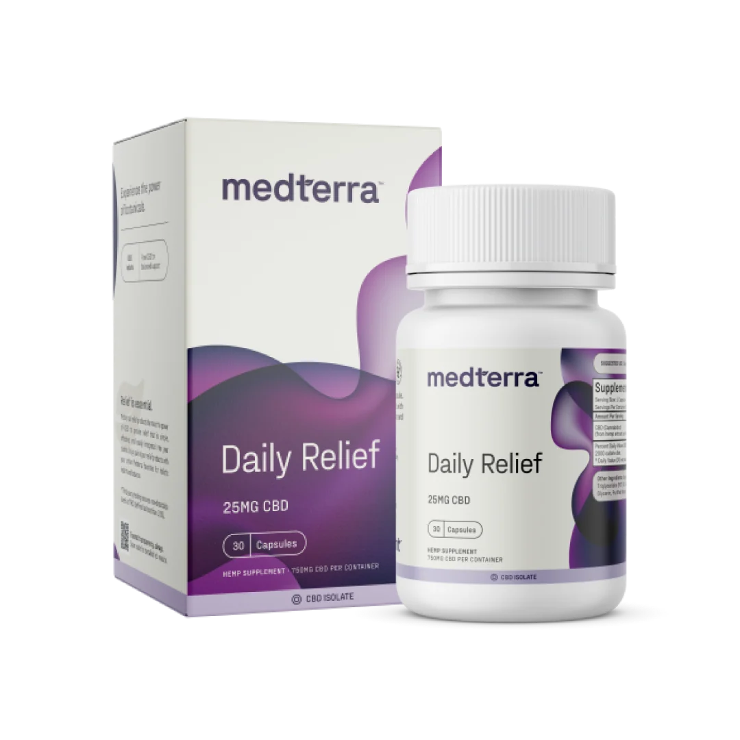 Medterra Daily Relief CBD Isolate Capsules 25mg–50mg