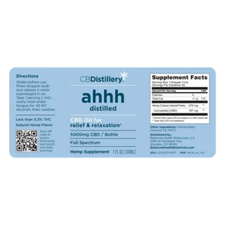 CBDistillery – ahhh Distilled Relief & Relaxation Full Spectrum CBD Oil – 5000MG – 30ml