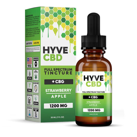 Hyve CBD - CBD Tincture - Full Spectrum Strawberry Apple+CBG - 300mg-1200mg